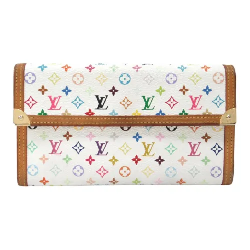 LOUIS VUITTON Кожа с тканью Кошелек Женский Белый