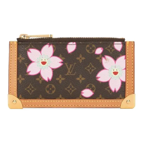 LOUIS VUITTON Кожа с PVC кошелек для монет стандартный женский коричневый