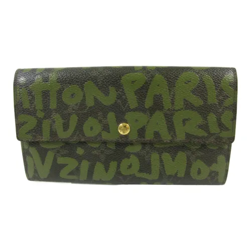 LOUIS VUITTON Холст Кошелек Унисекс Зеленый Коричневый