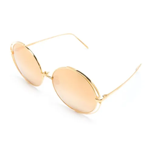 Linda Farrow Металл Нерегулярная форма Солнцезащитные очки Женские Золотой