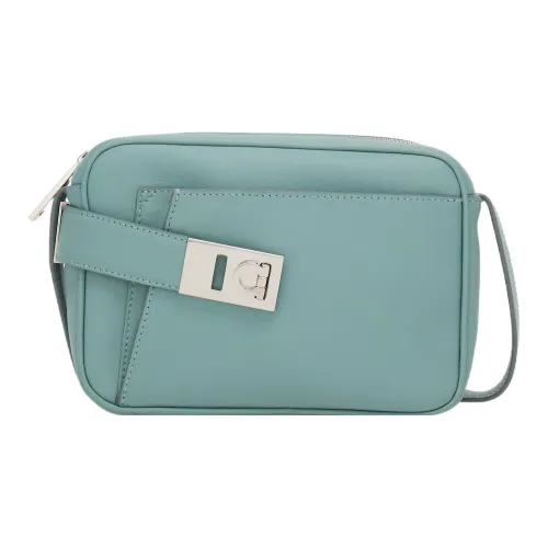 FERRAGAMO Телячья кожа Camera Сумка Сумка через плечо Маленькая Мужская Светло-синяя