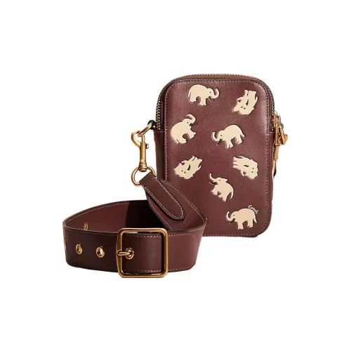 COACH Rogue Перчаточная дубленая кожа Сумка через плечо Мини Женская Темный Тик и Многоцветный