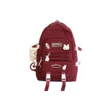 Красный рюкзак с брелком в виде кролика