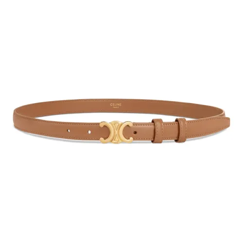 CELINE Triomphe Маленький логотип плавная пряжка кожаные ремни женский коричневый ширина 1,8 см