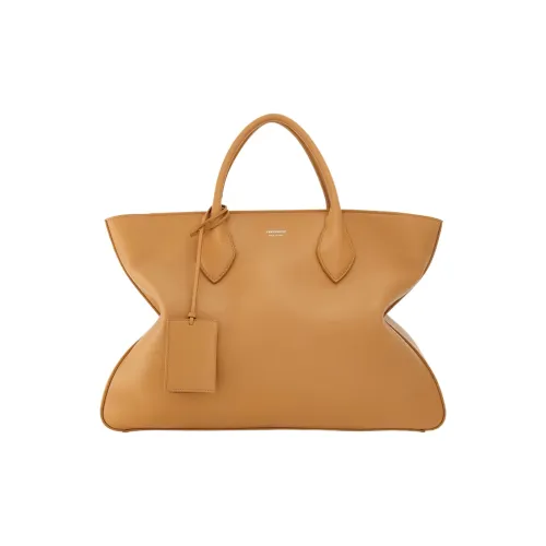 Ferragamo Falling Цветочный дизайн Телячья кожа Тоут Сумка Сумка для покупок Сумка Большая Мужская Светло-верблюжий