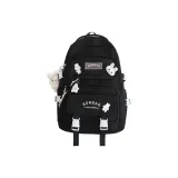 Черный рюкзак с брелком в виде кролика