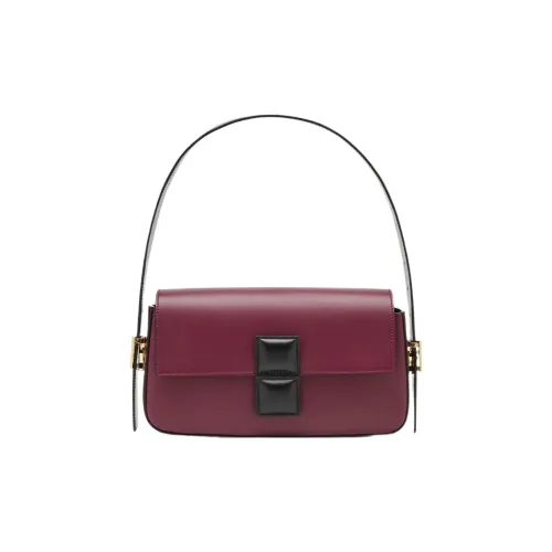 FENDI Baguette Телячья кожа Сумка через плечо Сумка на плечо Женская Бургунди и Черная