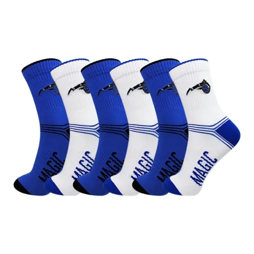 NBA Team 6 Pack Синий+Белый Мужские MID Носки до икры