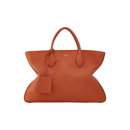 FERRAGAMO Падающий Цветочный Дизайн Телячья Кожа Тоут Сумка Сумка для покупок Сумка Большая Мужская Красный Терракота