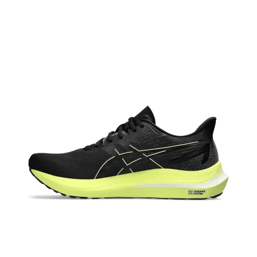 Asics GT 2000 12 Амортизация Износостойкий Низкий Топ Беговые кроссовки Мужские Черный Желтый