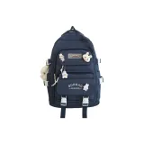 Синий рюкзак с брелком в виде кролика