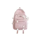 Розовый рюкзак с брелком в виде кролика