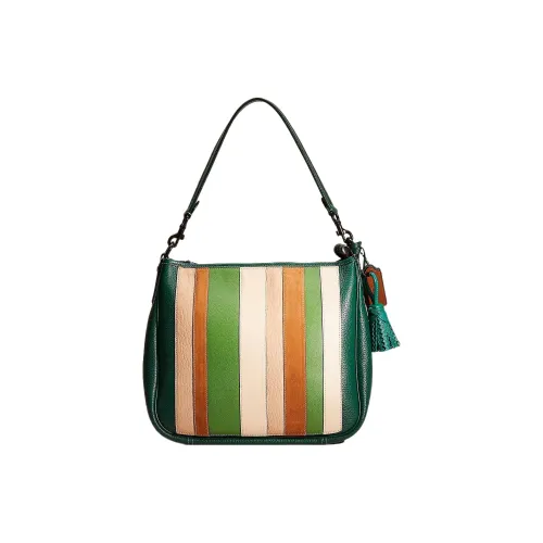 COACH Cary Pebble кожа Tote сумка сумка для покупок сумка сумка через плечо обычная женская темный сосна