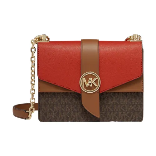MICHAEL KORS Greenwich Artificial Leather Crossbody Bag Small Women's Red Brown