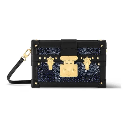 LOUIS VUITTON PETITE MALLE Сатиновая ткань Коробка Сумка через плечо Стандартная Женская Синяя