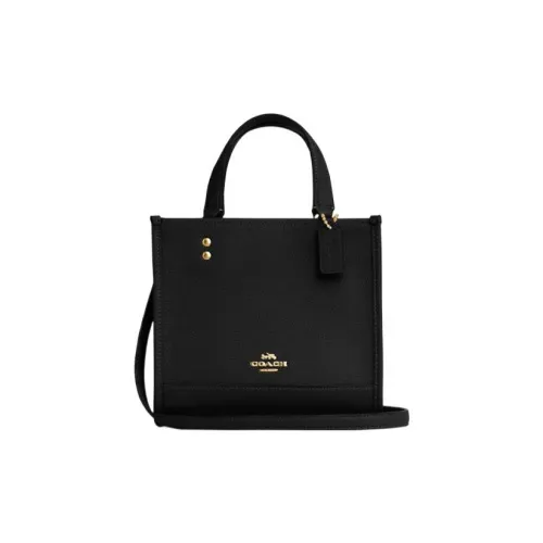 COACH Кожа Гармошка Сумка Тоут Сумка Сумка для покупок Сумка через плечо Сумка Маленькая Женская Черная
