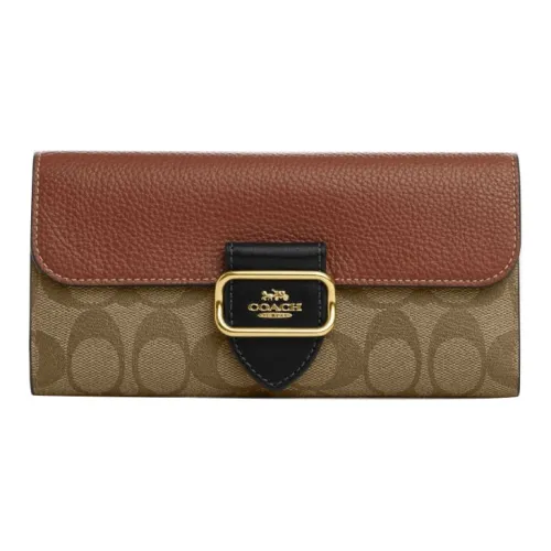 COACH Morgan Коровья кожа Монетница Кошелек Клатч Стандартный Женский Коричневый и Хаки