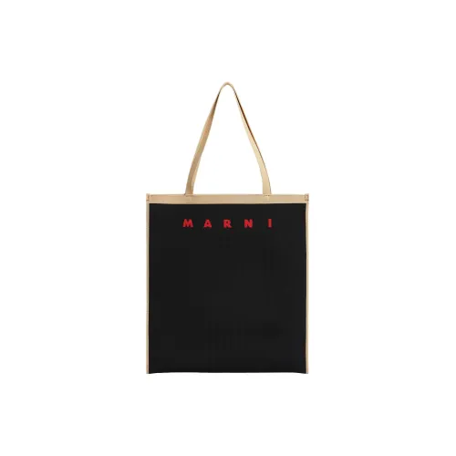 MARNI Жаккард Полиэстер Тоут Сумка Сумка для покупок Сумка Сумка через плечо Женская Бежевая и Черная