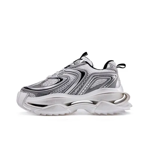 M88M Galactic Battleship Low Топ Толстая подошва Кроссовки Унисекс Серебряный