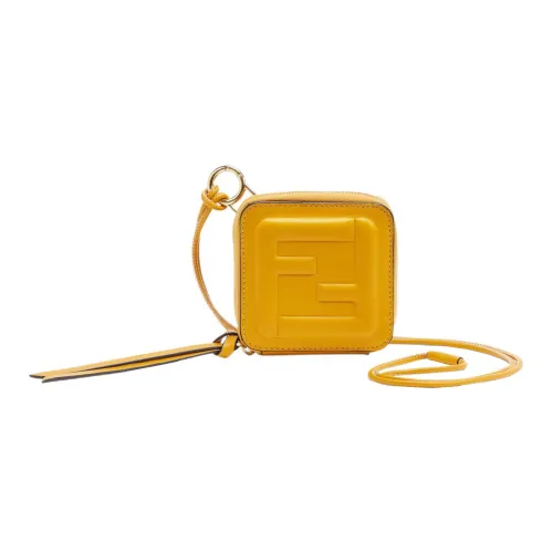 FENDI FF Телячья кожа Монета Кошелек Кошелек Маленький Женский Желтый