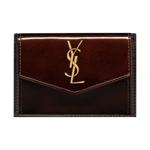 SAINT LAURENT UPTOWN Телячья кожа Держатель для карт Стандартный Женский Бордовый