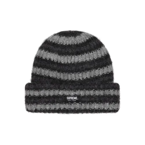 Supreme Alpaca Blend Beanies Unisex Black Gray Supreme Альпака Смесь Шапки-бини Унисекс Черный Серый