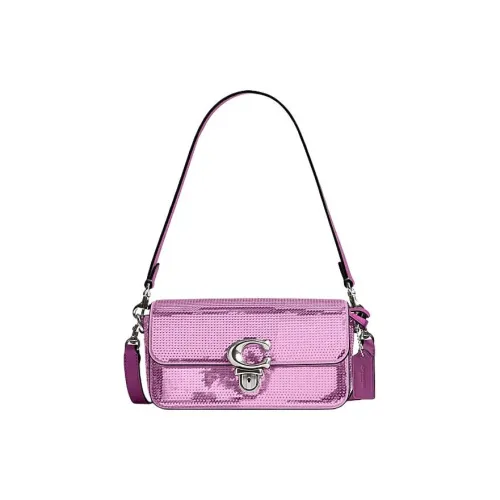 COACH Studio Коровья кожа Багетная сумка Сумки через плечо Сумка через плечо Женская Темно-пурпурно-розовая