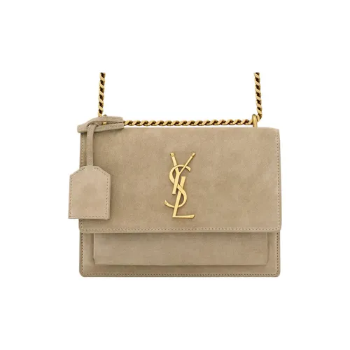 SAINT LAURENT Sunset Телячья кожа и металл Сумка через плечо Маленькая Женская Матовая Золотая