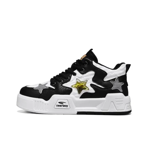DEERWAY Устойчивые к истиранию высокие кроссовки для скейтбординга Мужские Черный Белый