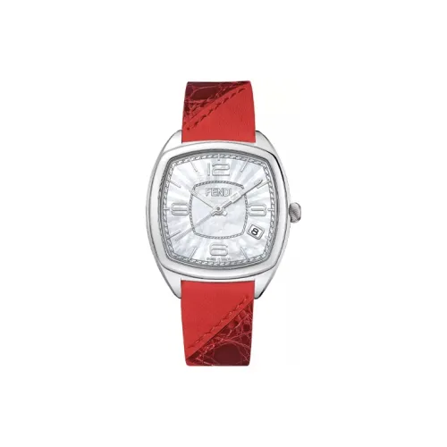 FENDI Momento Collection Women's Watch Кварцевый механизм Кожаный ремешок Серебристый циферблат