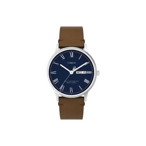 TIMEX WATERBURY Collection Мужские часы Кварцевый механизм Кожаный ремешок 40 мм Синий циферблат TW2W14900