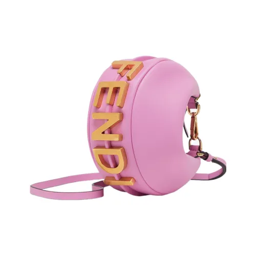 FENDI Fendigraphy Телячья кожа с мягкой кожей Сумка-полумесяц Обхват запястья Сумка Мини Женская Розовая