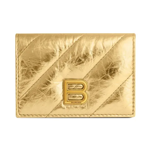 Balenciaga Crush Телячья кожа Кошелек Держатель для карт Стандартный Женский Золотой
