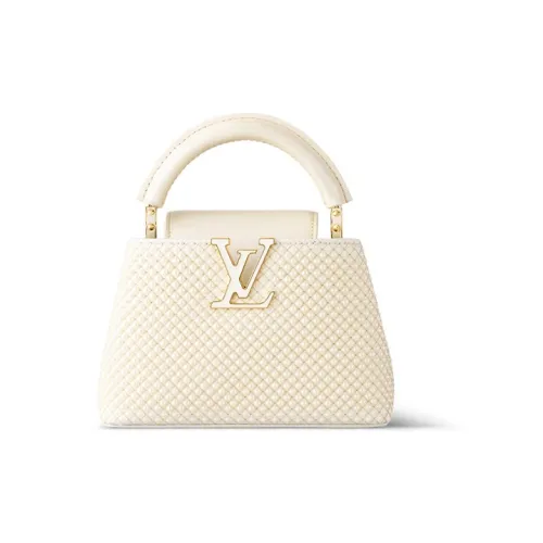 LOUIS VUITTON Capucines Кожа Сумка через плечо Сумка Мини Женская Белая