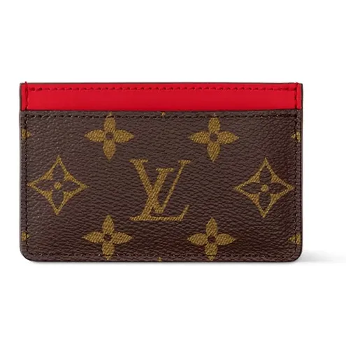 LOUIS VUITTON Монограмма Macassar Покрытый холст Картхолдер Картхолдер Маленький Мужской Руж