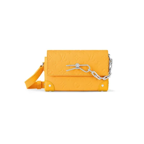 LOUIS VUITTON Steamer Монограмма Taurillon Кожа Маленькая Коробка Сумка через плечо Мини Женская Матовая Желтая