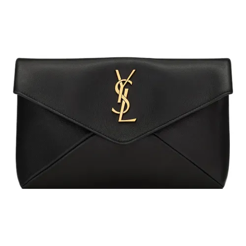 SAINT LAURENT Sheepskin Envelope Clutch Small Women's Black