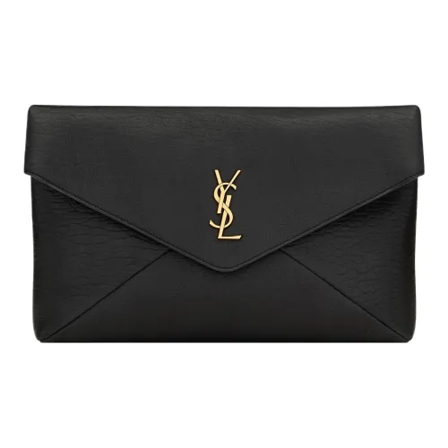 SAINT LAURENT Sheepskin Envelope Clutch Large Women's Black SAINT LAURENT Овчина Конверт Клатч Большой Женский Черный
