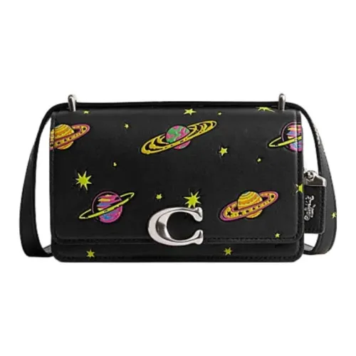 COACH Bandit Коровья кожа Маленькая квадратная сумка через плечо Маленькая женская Черная