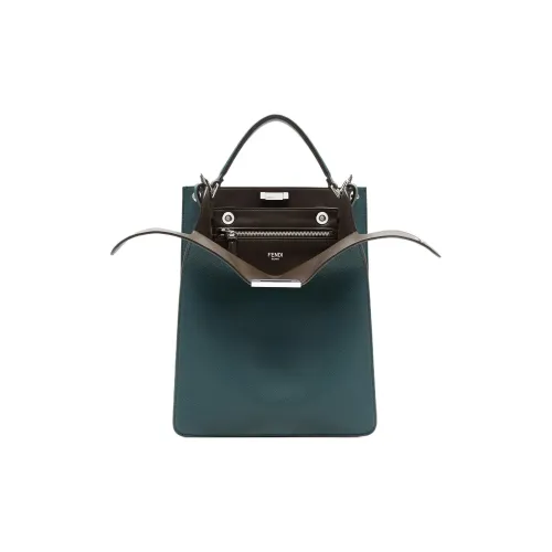 FENDI Peekaboo Телячья кожа Сумка Сумка через плечо Сумка через плечо Маленькая Мужская Темно-зеленая