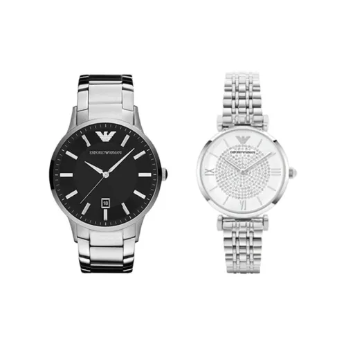 EMPORIO ARMANI Кварцевые часы механизм ремешок из нержавеющей стали серебристый циферблат унисекс