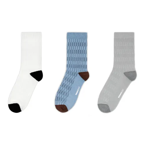 TOOCI 3 шт Белый+Зеленый+Серый Унисекс MID Носки до икры