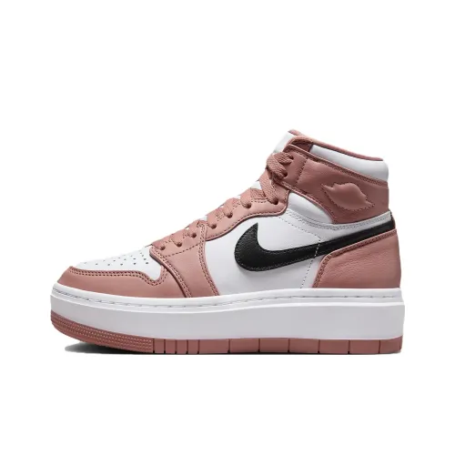 Jordan Air Jordan 1 Амортизация Износостойкий Высокий Топ Винтажные Баскетбольные Кроссовки Женские Белые Розовые