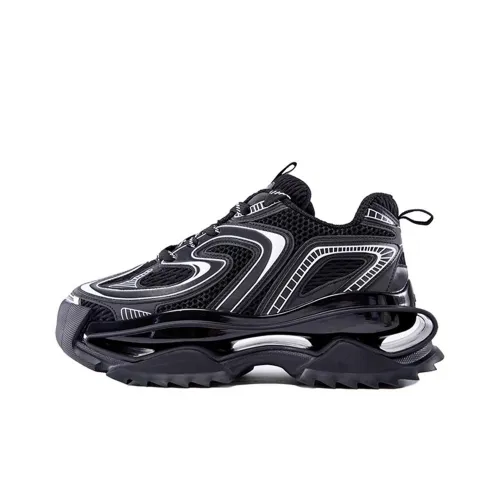 M88M Темно-ночной Рыцарь Низкий Топ Толстая Подошва Кроссовки Унисекс Черный