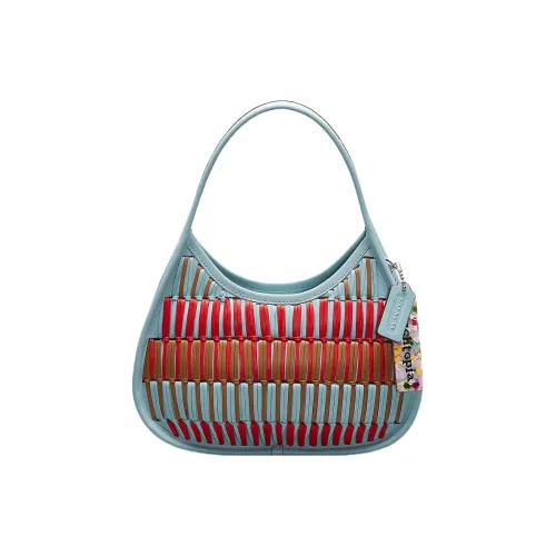 COACH Ergo Кожа Плечевая сумка Сумка через плечо Сумка Женская Синий и Коричневый Красный