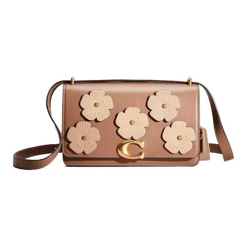 COACH Bandit Телячья кожа Маленькая квадратная сумка Сумка через плечо Женская Латунь