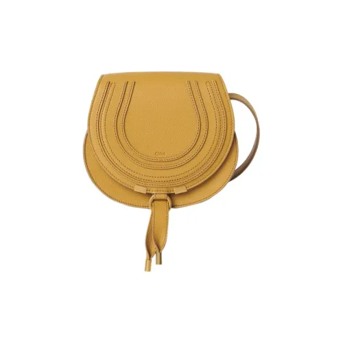 Chloe Marcie Телячья кожа с рельефом седельная сумка сумка через плечо маленькая женская мед золотой