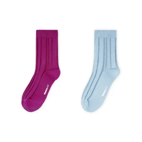 TOOCI 2 шт Розово-красный + Небесно-голубой Унисекс MID Носки до икры