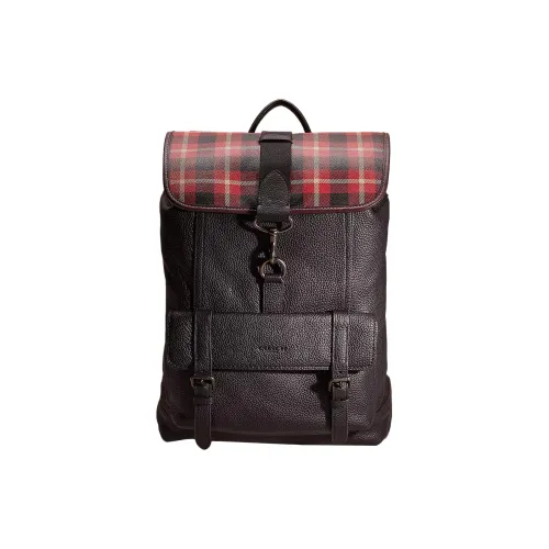 COACH Bleecker Галька Кожа Рюкзак Большой Мужской Черный