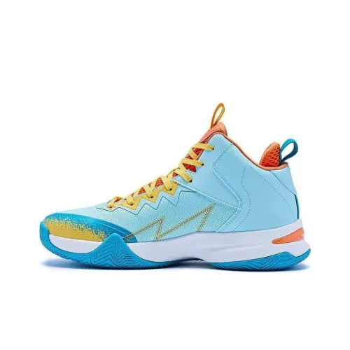 QIAODAN Амортизация Износостойкий MID Топ Баскетбольные кроссовки Мужские Синие Оранжевые